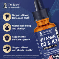 Doctor Berg UK Vitamin D3 & K2 Liquid with MCT Oil – Unflavoured, 1 fl oz