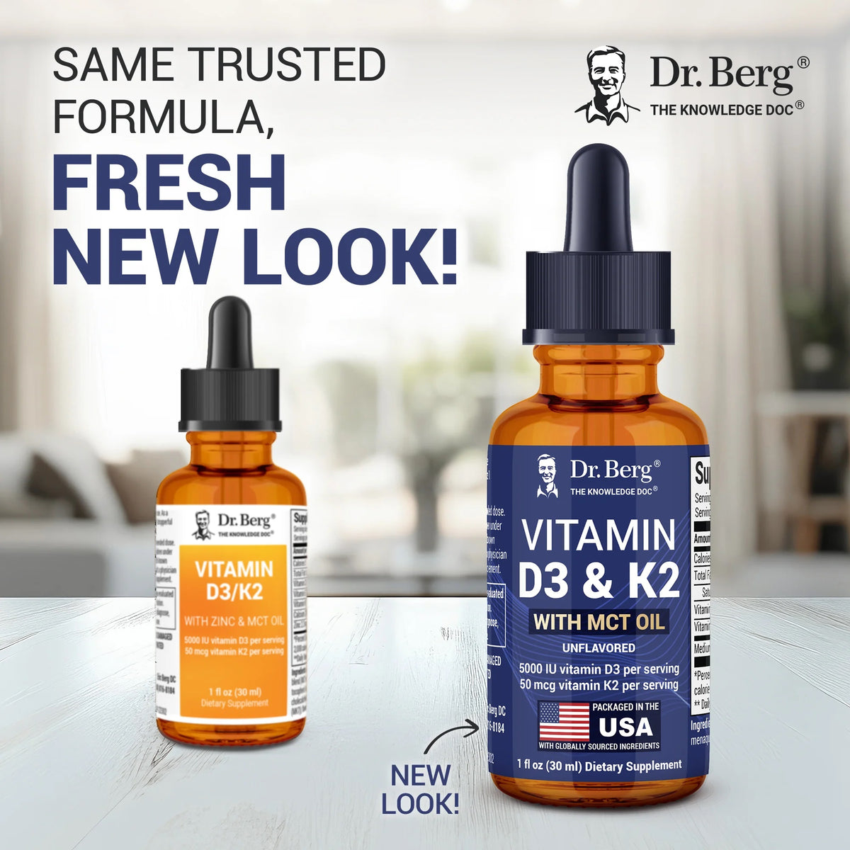 Doctor Berg UK Vitamin D3 & K2 Liquid with MCT Oil – Unflavoured, 1 fl oz