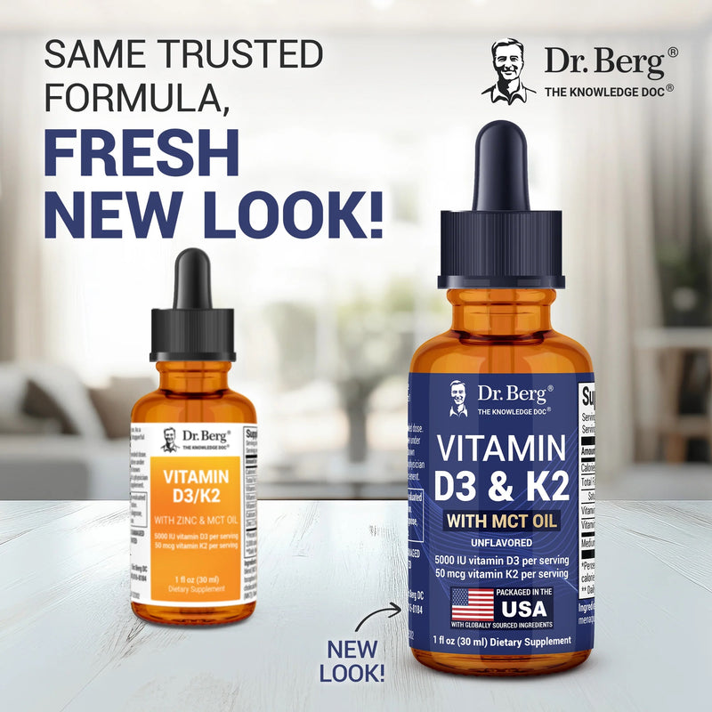 Doctor Berg UK Vitamin D3 & K2 Liquid with MCT Oil – Unflavoured, 1 fl oz