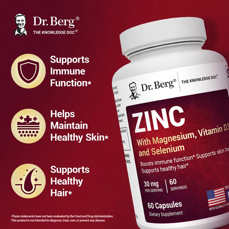 Doctor Berg UK Zinc with Magnesium, Vitamin D3 and Selenium – 60 Capsules