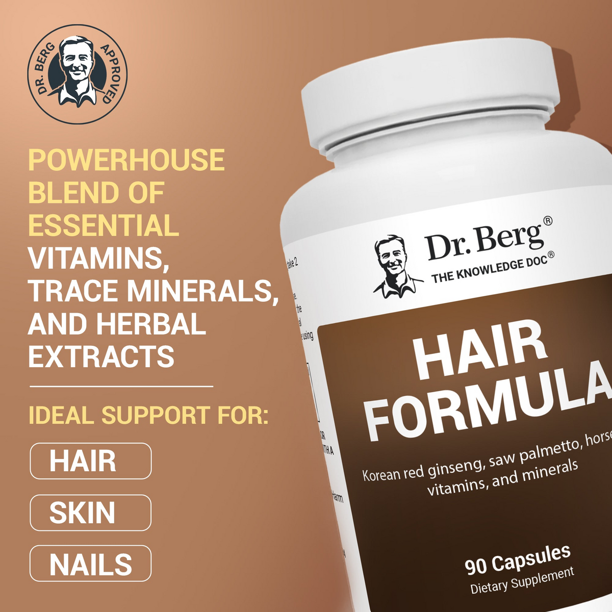Doctor Berg UK Hair Formula with Biotin, Vitamins, Minerals and Botanicals – 90 Capsules