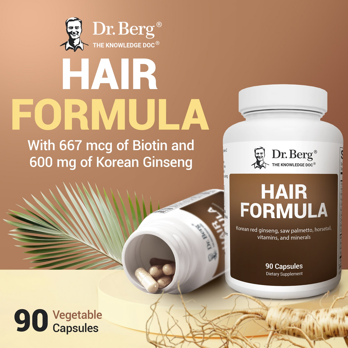 Doctor Berg UK Hair Formula with Biotin, Vitamins, Minerals and Botanicals – 90 Capsules
