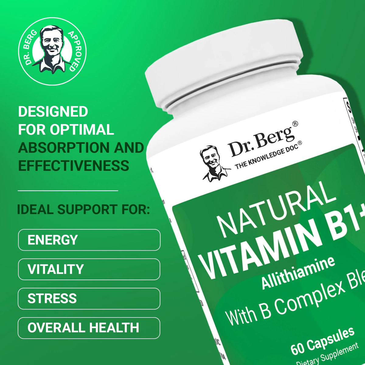Doctor Berg UK Natural Vitamin B1+ with Allithiamine and B-Complex, 60 Capsules