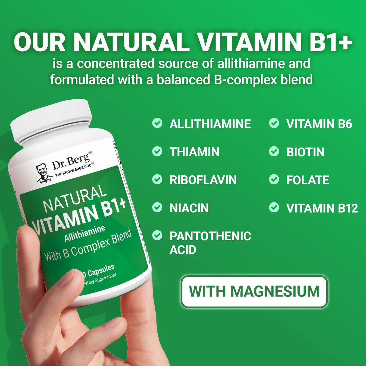 Doctor Berg UK Natural Vitamin B1+ with Allithiamine and B-Complex, 60 Capsules