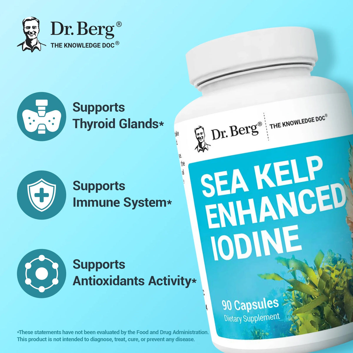 Doctor Berg UK Sea Kelp Enhanced Iodine, 90 Capsules